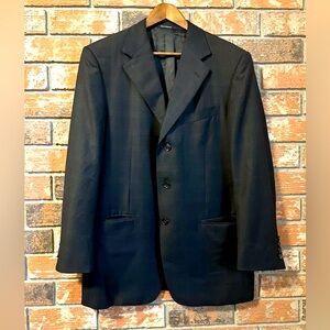 Ermenegildo Zegna 100% Wool Black Blazer Corpcore Size 50R Classicore Plaid
